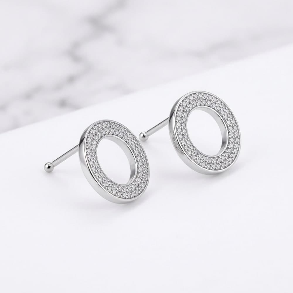 Minimal Silver Open Ring Earrings