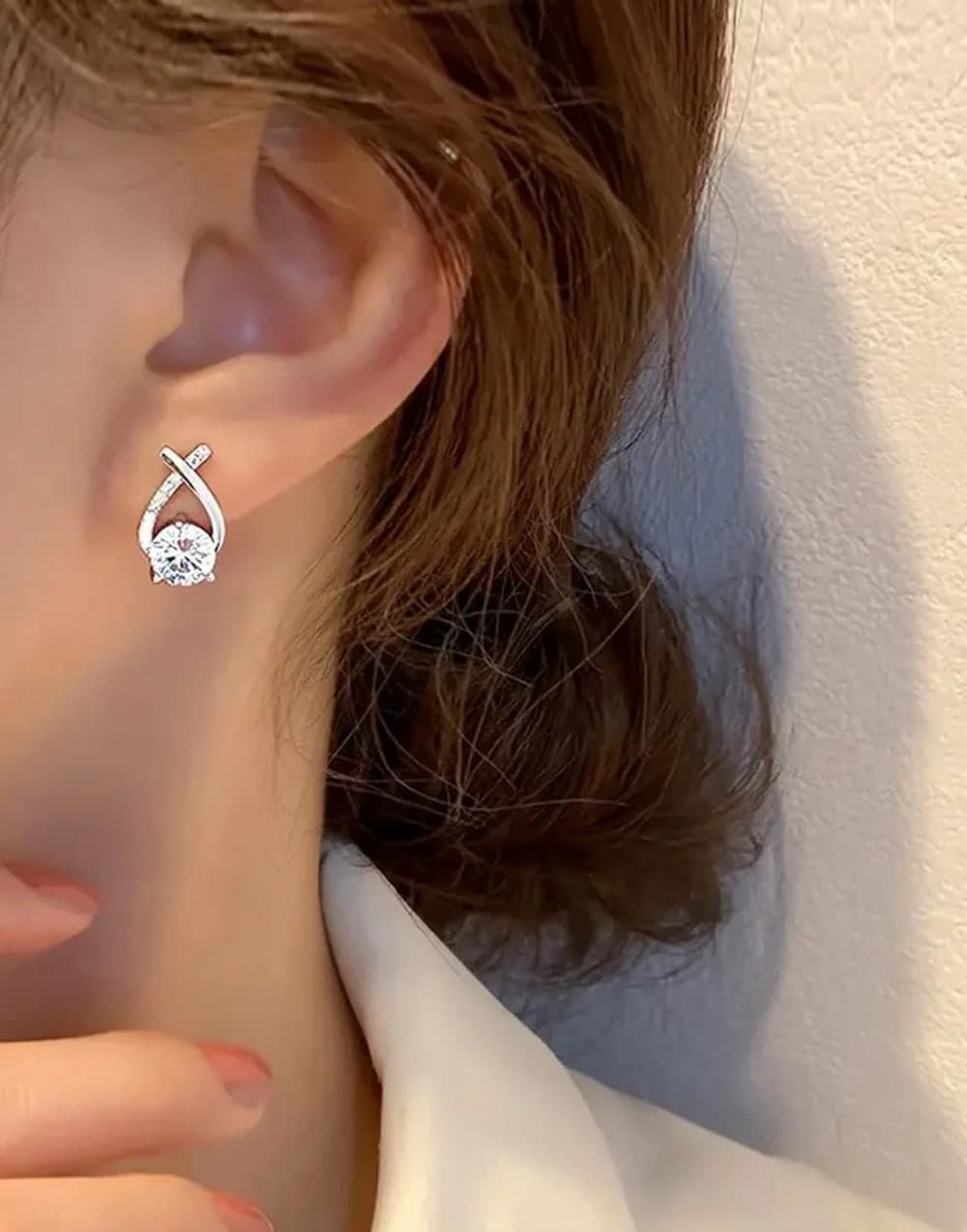 Vintage Style Crystal Silver Stud Earrings