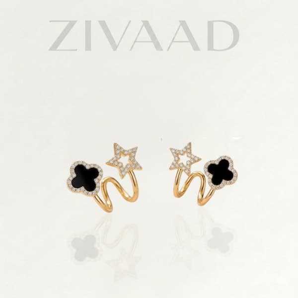 New Korean Black Star Crystal Twist Earrings