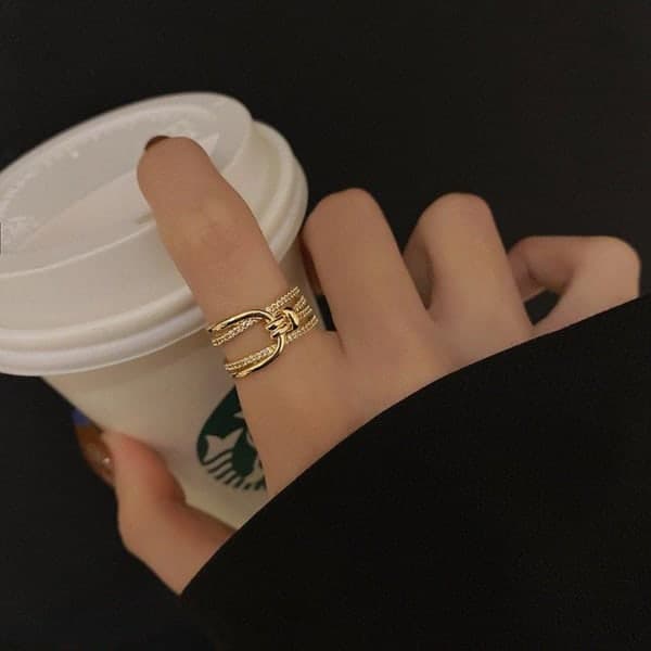 Designer Gold Tone Adjustable Ring