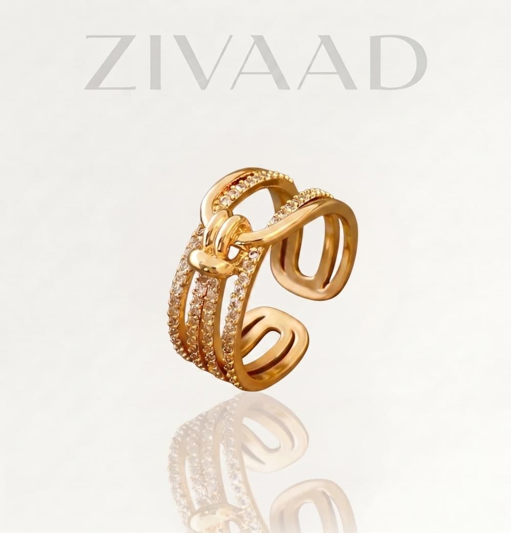 Designer Gold Tone Adjustable Ring